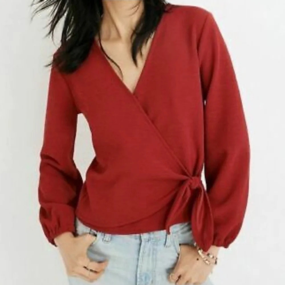 Madewell Texture & Thread Crepe Wrap Front Blouse Top Size XXS